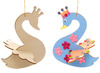 Figuren - hout - decoratie zwaan - 3D - set van 6