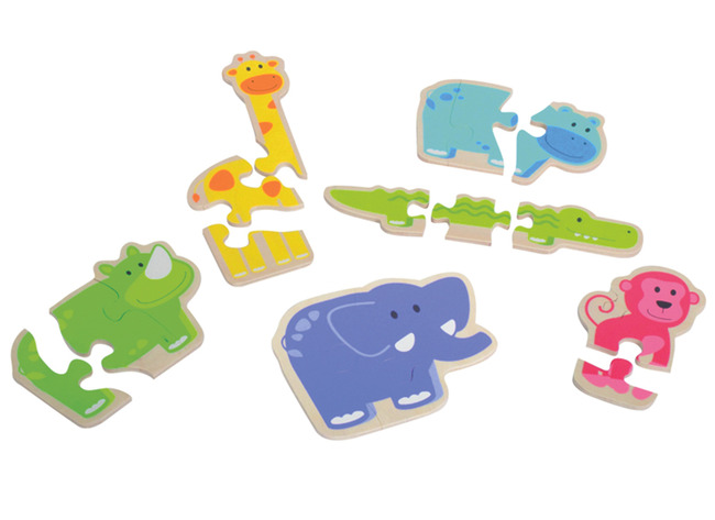 Puzzel - zoomix - dieren - 36 stukjes - hout - set van 6