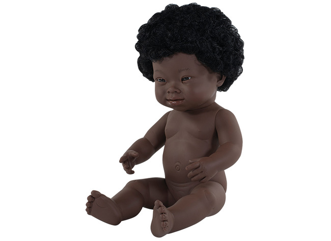 Poupée Enfant Africain - Fille - Down Syndrome - 38 Cm