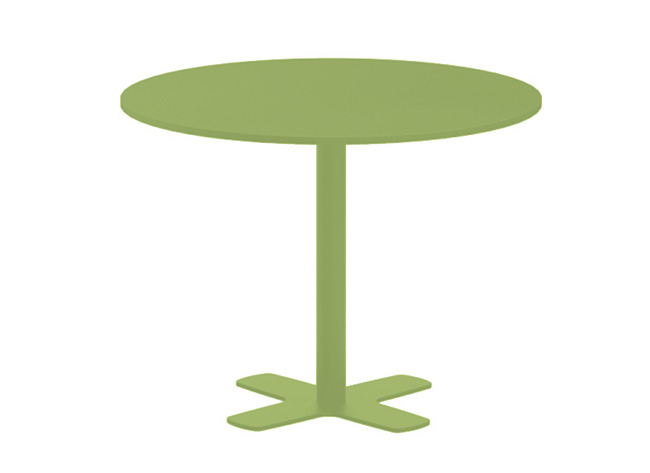 Tafel - Centrale Voet - Kruisvoet - 90 cm x 90 cm x 76 cm - onderstel groen - blad groen - per stuk