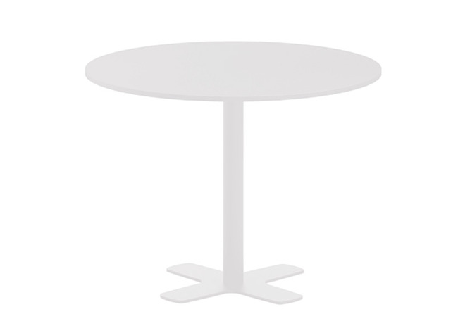Tafel - Centrale Voet - Kruisvoet - 90 cm x 90 cm x 76 cm - onderstel wit - blad wit - per stuk