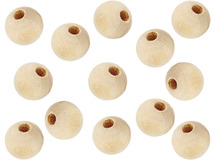 Kralen - hout - naturel - 1 cm diameter - set van 100