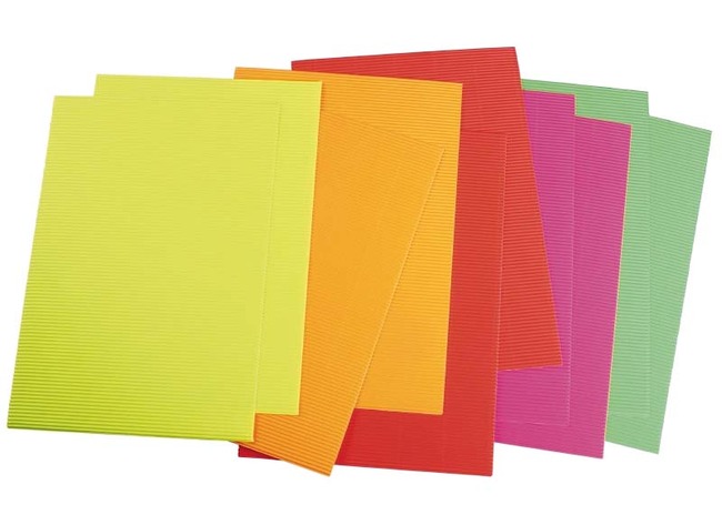 Carton ondulé - 23 x 33 cm - couleurs néon - set 2 x 5 couleurs