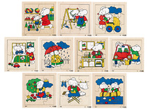 Puzzel - activiteiten - bezige muizen - meerdere puzzels - hout - set van 10 assorti