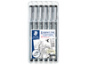 Stiften - schrijfstiften - Staedtler Pigment Liner - zwart - set van 6 assorti