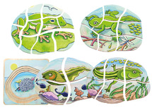 Puzzel - lagenpuzzel - Beleduc - kikkerdril tot kikker - 5 lagen - 28 stukjes - hout - per stuk