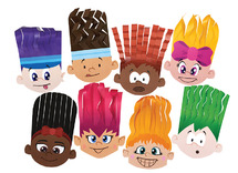 creapapier - knipfiguren - Roylco - haarkapsels - set van 32 assorti