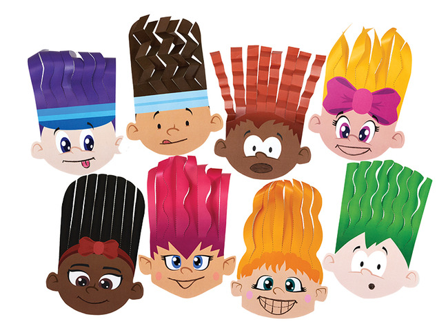 creapapier - knipfiguren - Roylco - haarkapsels - set van 32 assorti