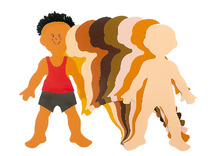 Karton - kinderfiguren - verschillende huidskleuren - assortiment van 24