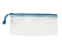 Ritstas - zip pochette - 12 x 23 cm - blauw - set van 10