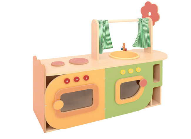 Speelmeubel - keukenloft - kookplaten - oven - afwasbak - gordijntjes - 113 x 36 x 85 cm - per stuk