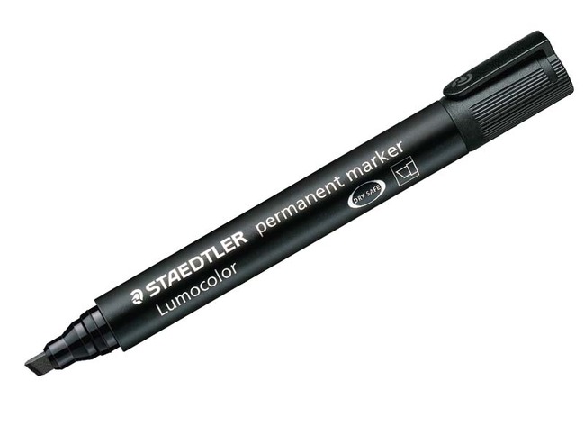 Stiften - whiteboard stiften - Staedtler Lumocolor 350 - schuine punt - zwart - set van 10