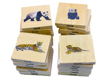 Puzzel - evolutiepuzzel - tickit Wild Animal Family Match - wilde dieren - 7 cm - hout - vierkant - per stuk