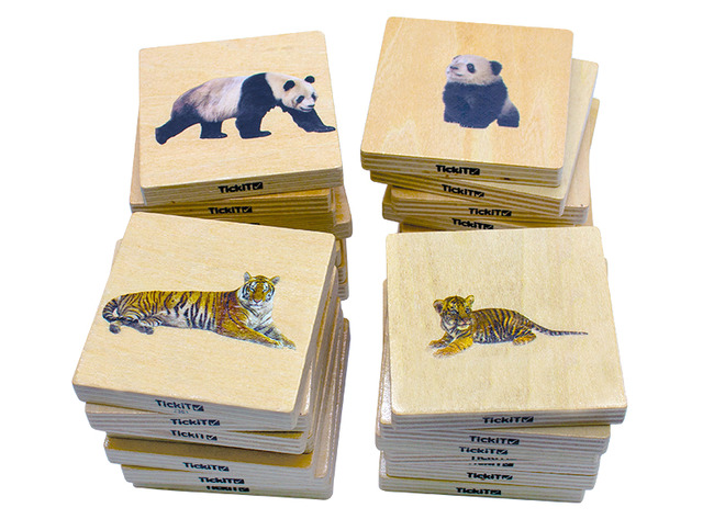 Puzzel - evolutiepuzzel - tickit Wild Animal Family Match - wilde dieren - 7 cm - hout - vierkant - per stuk