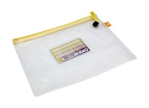 Zip pochette geel - transparant - 24 x 16 cm (a5) - set van 10
