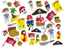 Foam - stickers - piraten - set van 96 assorti