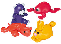 Bewegen - werp- en evenwichtsoefeningen - pittenzak - beer, kikker, schildpad, konijn - set van 4 assorti