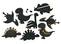 Figuren - dinosaurussen - kraspapier - set van 10 assorti