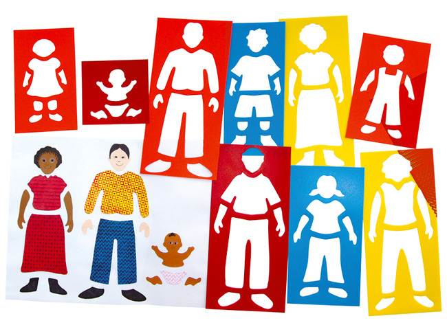 Sjablonen - Roylco - figuren - familie - set van 9 assorti