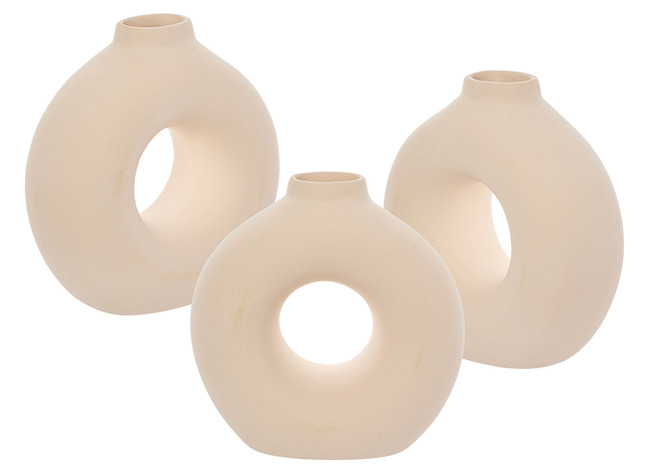 Porselein - vaasje - donutvorm - set van 3