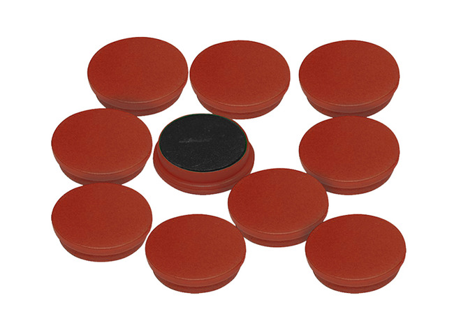 Magneten - 2 cm diameter - rood - set van 10