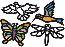 Glasraam - vogels en vlinders - assortiment van 24
