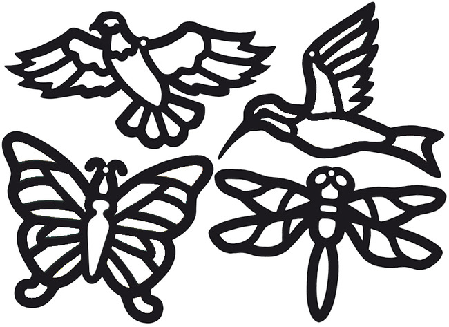 Raamfolie - figuren - Royclo - vogels en vlinders - set van 24 assorti