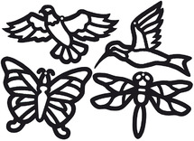 Glas - glasraam - figuren - vogels en vlinders - set van 24 assorti