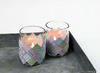 Theelichthouder - glas - 4,5 x 6,5 cm - set van 12