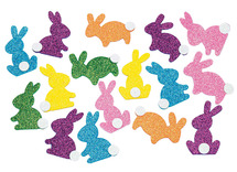 Stickers - foam - konijntjes - glitter - set van 120 assorti