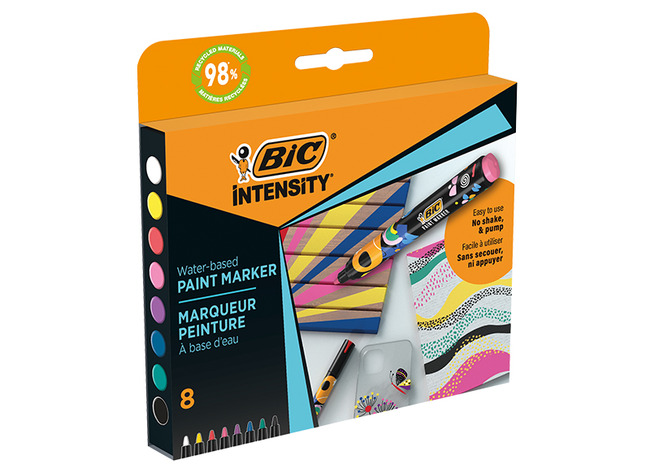 Verfstift - Bic Intensity Paintmarker - heldere kleuren - set van 8 assorti