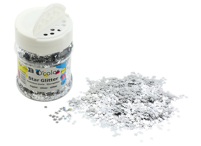 Pailletten - sterren - zilver  - decoratie - set van 65 g