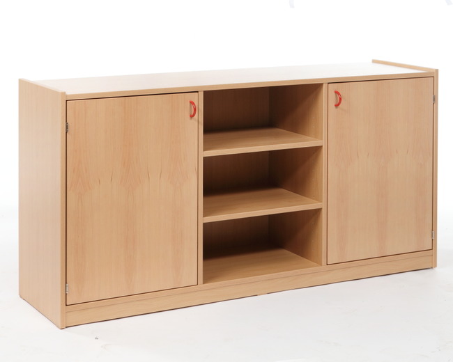 Kast - Basic 1 M - Ruimtedelingskast - 9 Planken - Met 2 Deuren - Met Rug - beuk - deur geel - per stuk